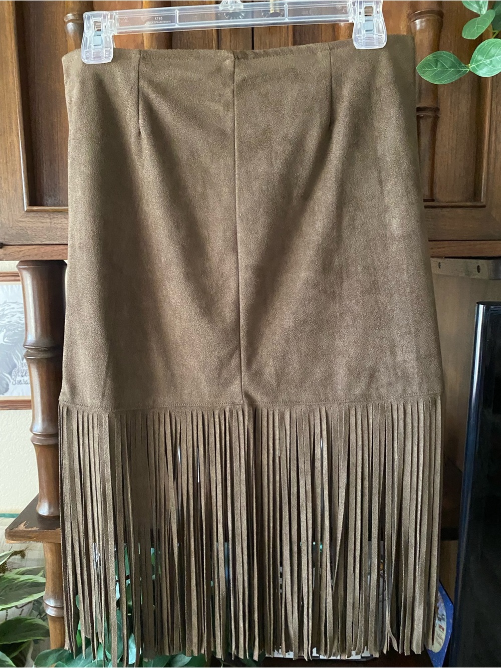 NWOT Women’s Brown Fringe Midi Skirt